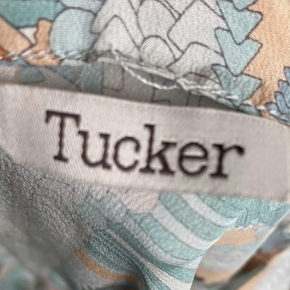 Tucker Silk Geometric Print V neck Dress - Picture 11 of 13